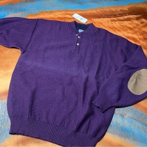 Vintage Pendleton Wool Crewneck Sweater size large USA purple elbow patches